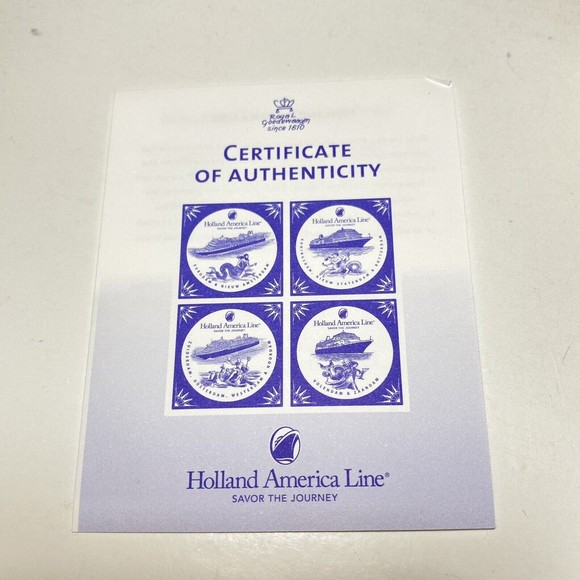 Holland America Blue Delft Ceramic Tile Cork Backing NEW Authenticated - Picture 2 of 6